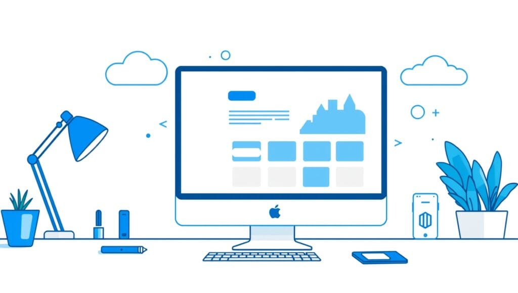Warum ist Webdesign wichtig – Vorteile von professionellem Webdesign für Unternehmen - PC für Webdesigner Illustation