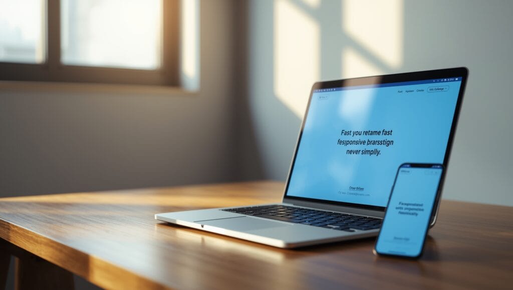 Moderne Unternehmens-Website auf Laptop und Smartphone – schneller Webauftritt 2025