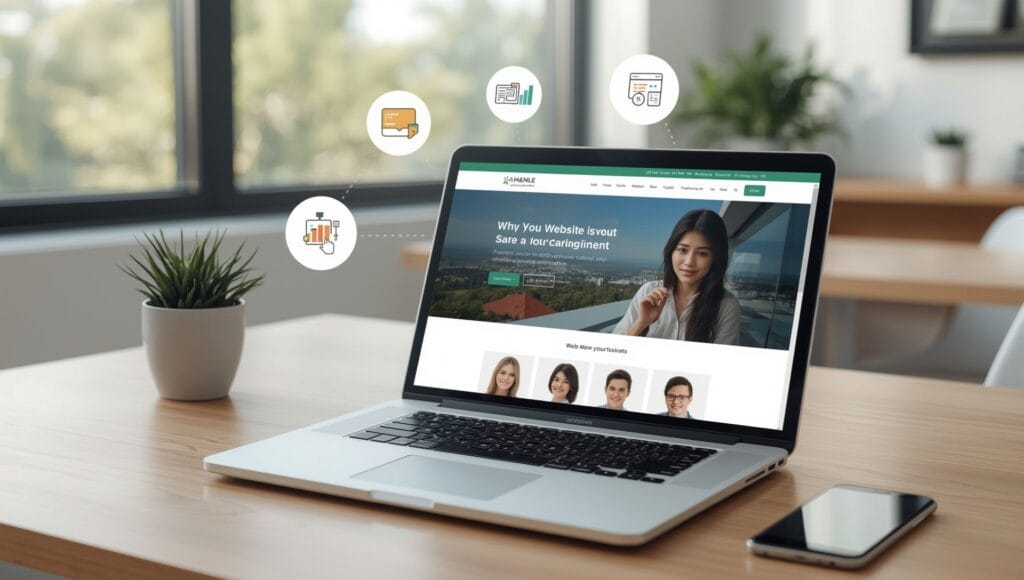 Ein Laptop auf dem Tisch mit dem Thema: Was bringt eine eigene Website – klare Vorteile für Unternehmen