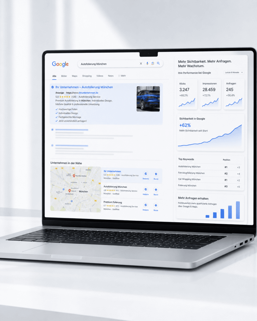 SEO-Analyse mit steigender Sichtbarkeit bei Google
