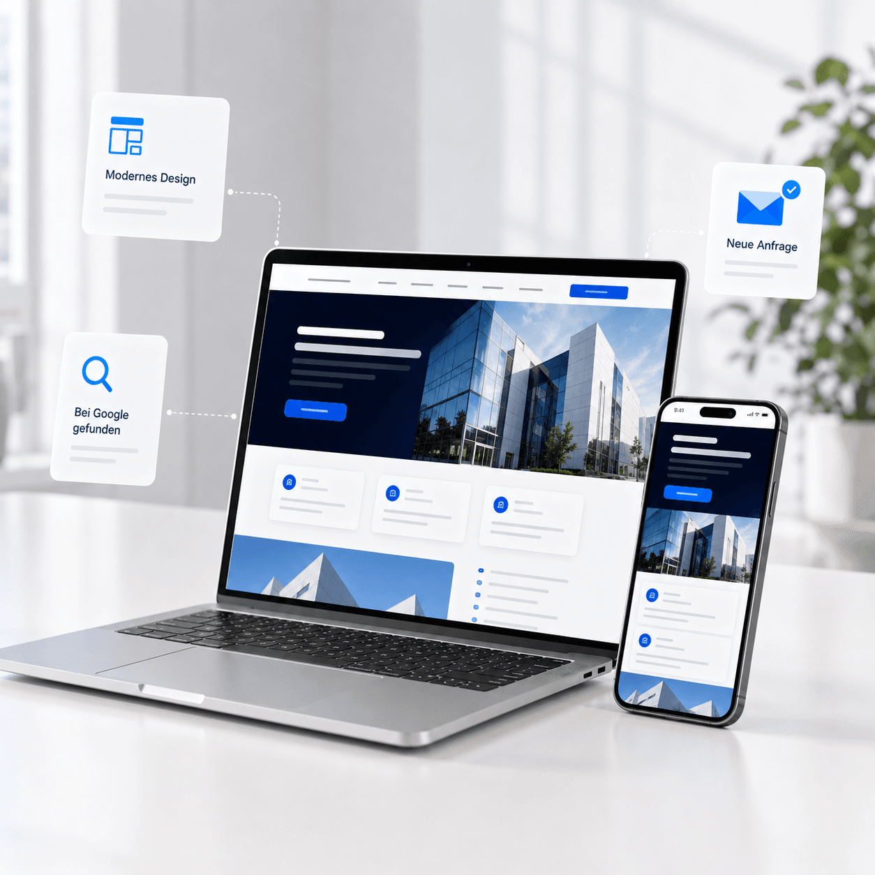 Modernes Webdesign von Scholl Digital auf Laptop und Smartphone