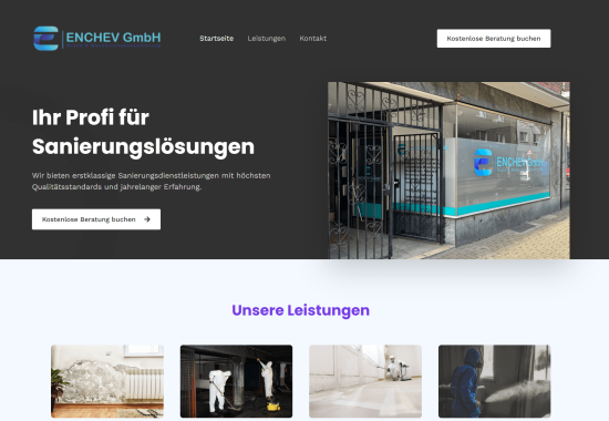 Website der Enchev GmbH für professionelle Sanierungsarbeiten