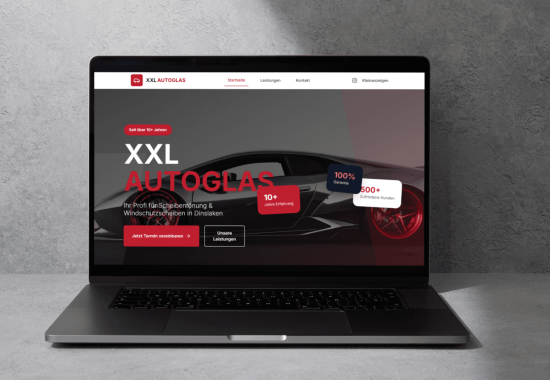 Das Design und Herosection der XXL Autoglas Website