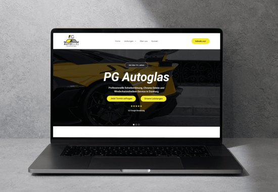 Das Design und Herosection der PG-Autoglas Website